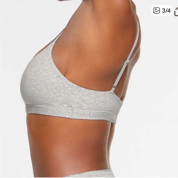 SKIMS Cotton Jersey Scoop bralette, Light Heather Gray - Picture 3 of 7